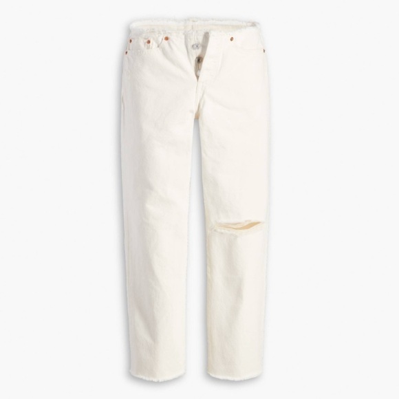 NWT Levi’s Wedgie Straight High Waisted Ripped Waist Jeans Ecru White - Picture 2 of 8